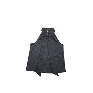 Worthington Black Jacquard Halter Neck Sleeveless Top With Tie Detail Womens Siz